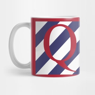 Old Glory Letter Q Red on Blue and White Stripes Mug